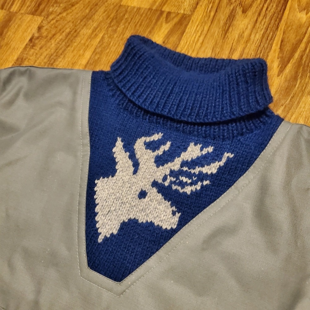 Vintage 80s Kayak Jacket Adult Medium Gray Knit Collar Canada Fashioncraft